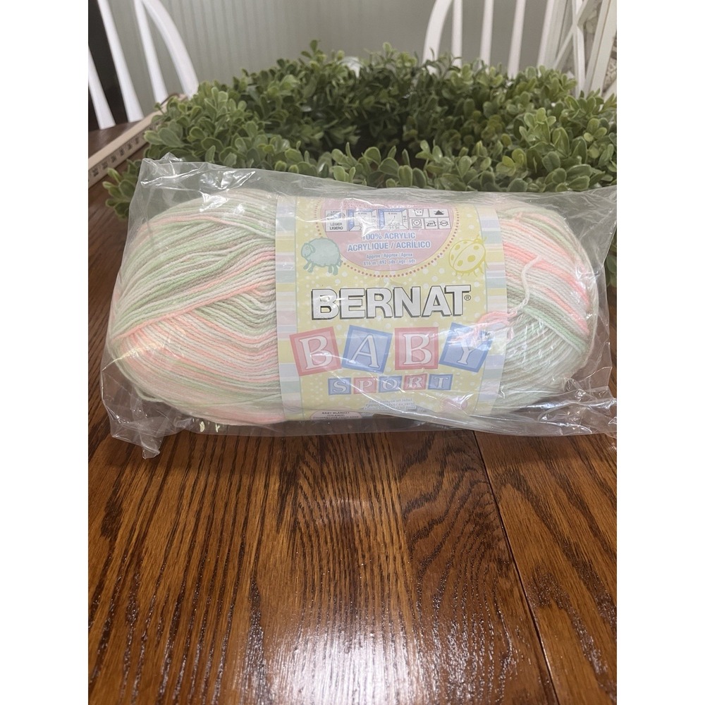 Bernat BABY SPORT Yarn CITRUS SORBET Green Orange Taupe Cream 8.5 oz.